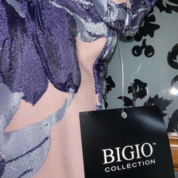 NWT BIGIO collection Sz 10 pink/Blue Floral Midi Dress - Picture 5 of 11